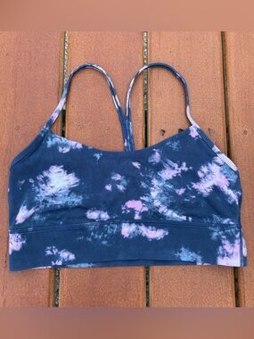 Lululemon Flow Y Nulu Longline Bra Size 12 Circulate Tie Dye Mineral Blue Multi